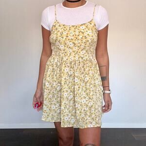 90s mini dress sunny yellow
